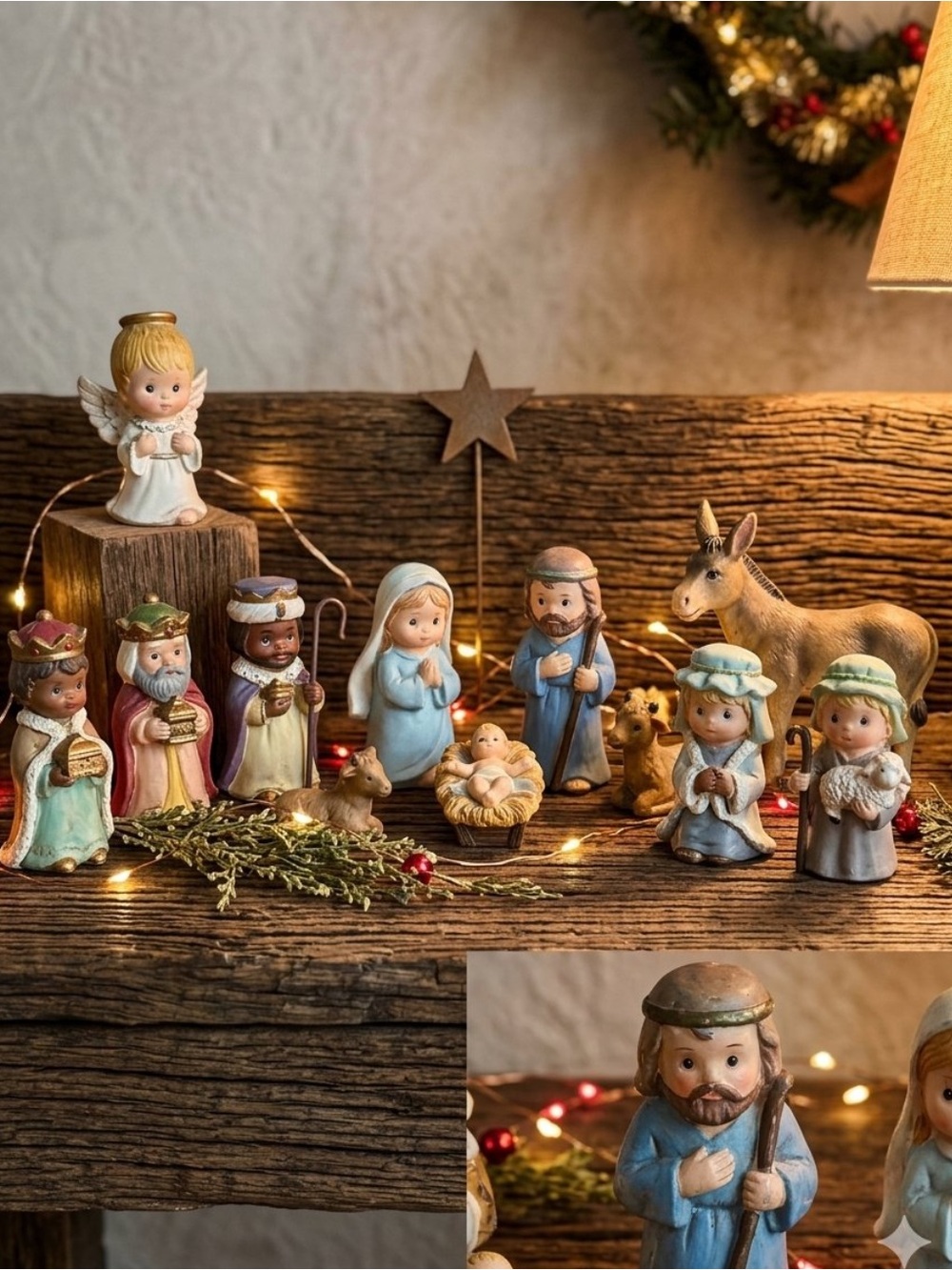 Vintage 2003 Holiday Time Nativity Set with cute Figurines
New in box